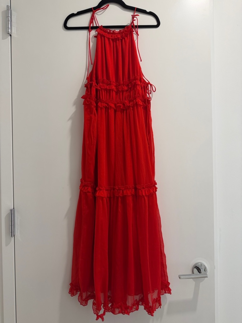 Lena Red Ruffled Tiered Maxi Dress